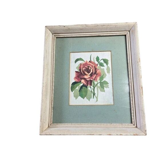 Antique Rose picture and frame Decor 11x9.5 - Picture 1 of 3